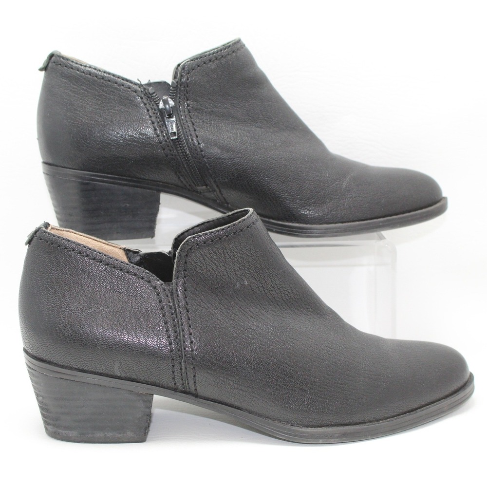 Naturalizer Zarie Black Leather Ankle Boots Block Heel Womens 10N Narrow